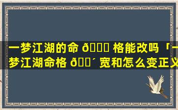 一梦江湖的命 🐘 格能改吗「一梦江湖命格 🐴 宽和怎么变正义」